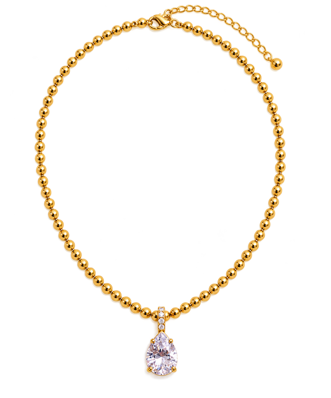 Goldene Kugelkette mit Tropfen-Anhänger
